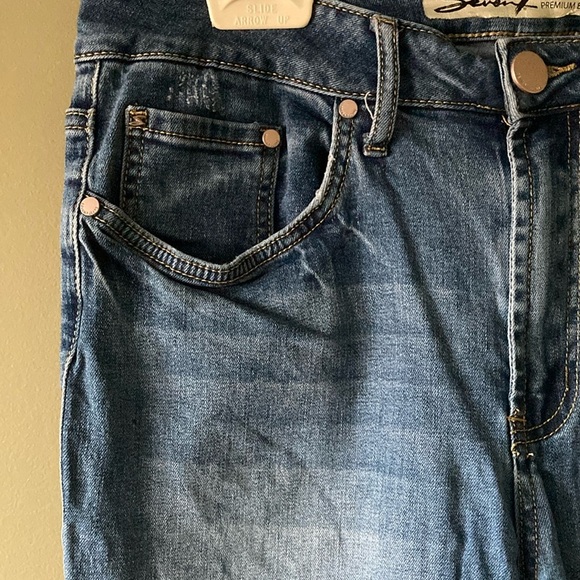Seven7 Blue Boot Cut Jeans with Faded Distressing - Picture 3 of 15